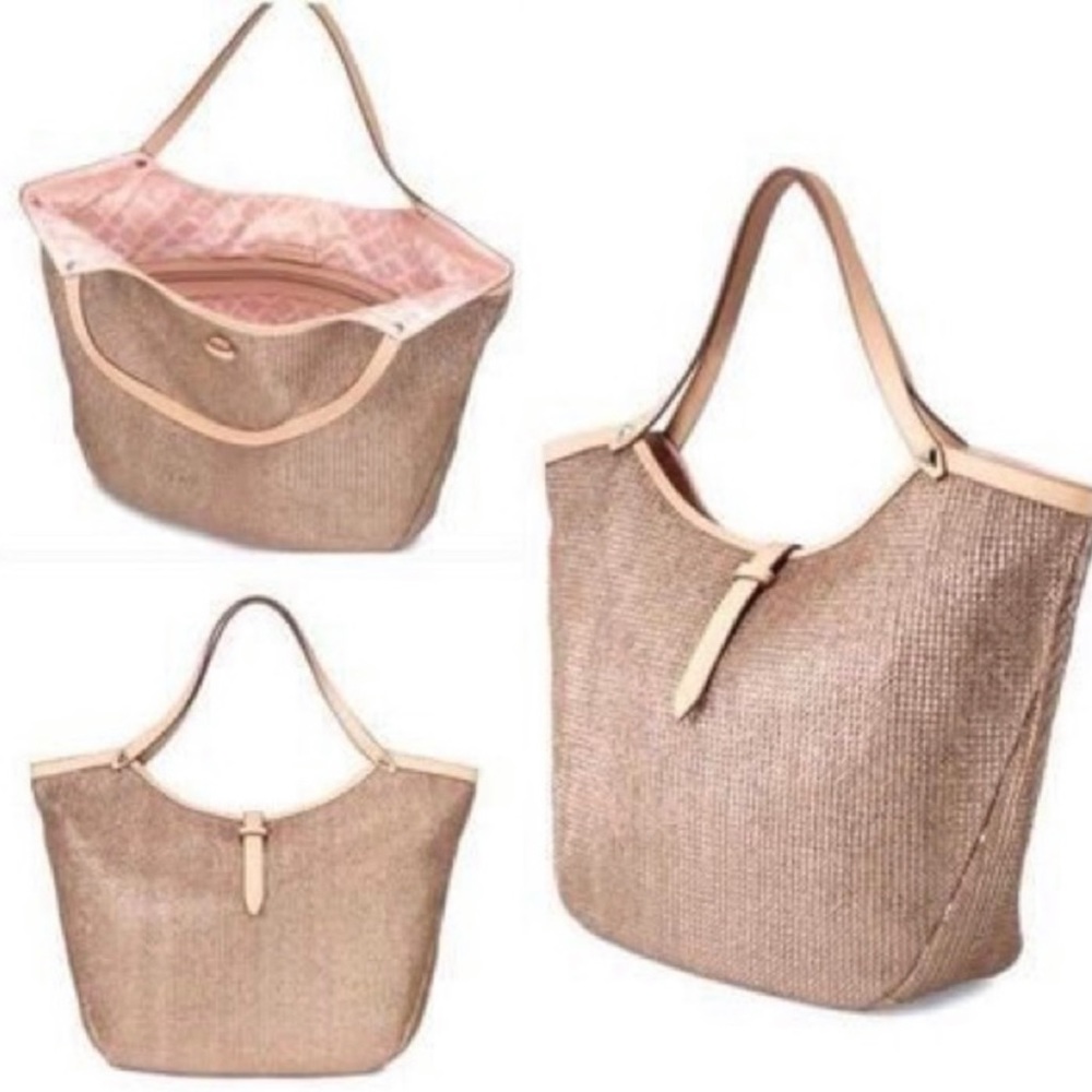 Stella & Dot Tan Tote Shoulder Bag With Some Sparkle